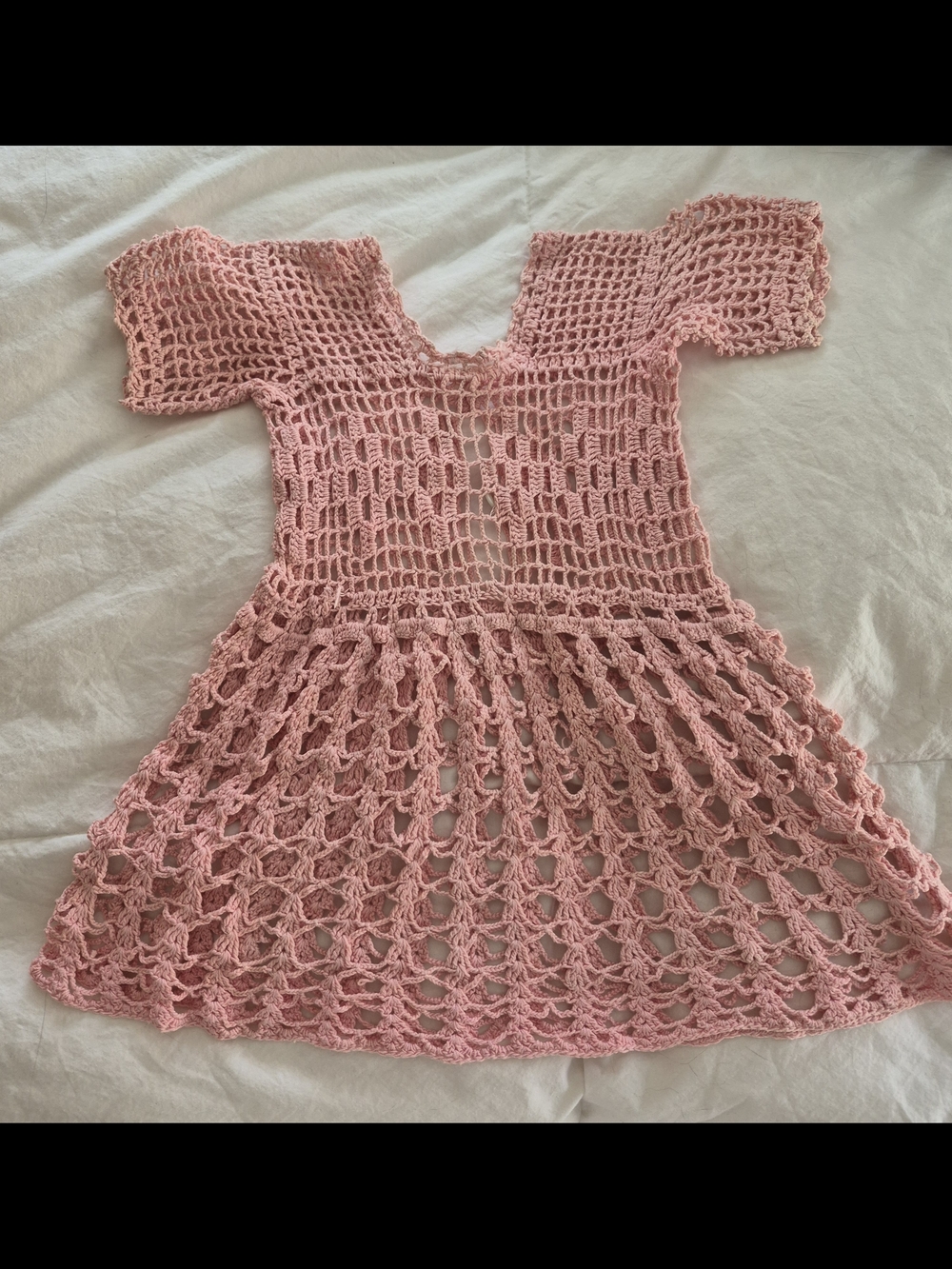 Girls' Pink Crochet Casual Dress